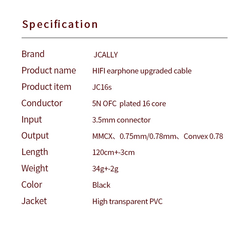 Kabel Upgrade JCally 16 Core JC16S with Mic for kz edx zsn pro x zst x kz dq6 zs3 zst pro zsa blon