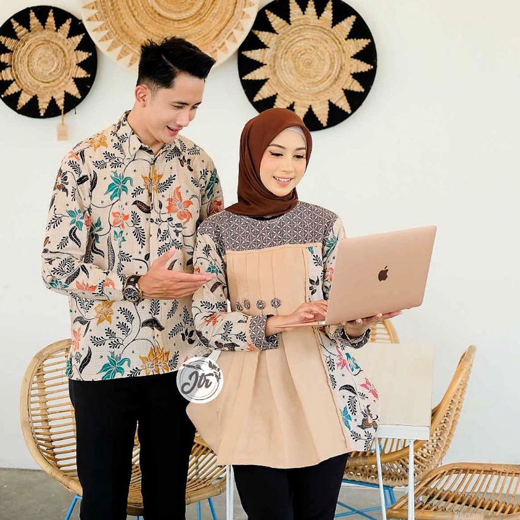 Batik Couple Modern Baju Batik Wanita Modern Atasan Batik Kerja Wanita Blouse Batik Kantor Seragam M L XL XXL