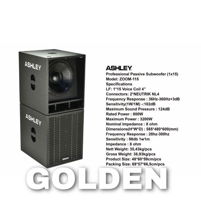 Subwoofer Ashley Pasif Zoom 115 Original Sub Passive 15 inch ZOOM 115