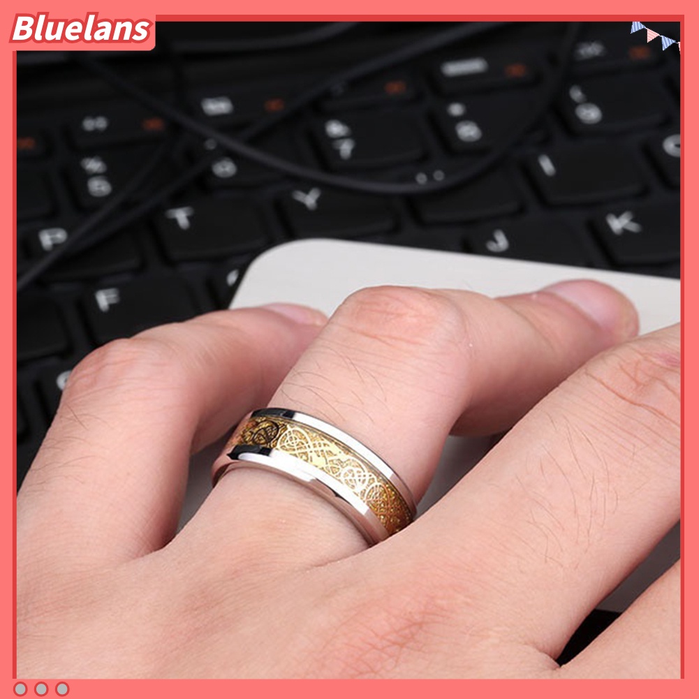 Bluelans Stylish Men Titanium Steel Smooth Surface Wedding Band Finger Ring Jewelry Gift