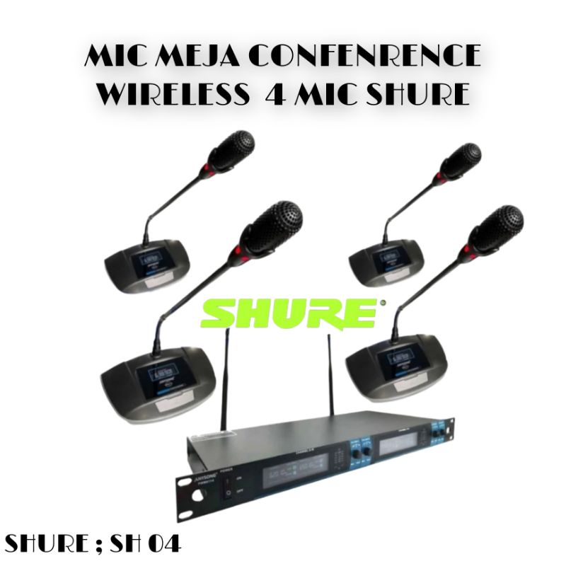 MIC WIRELESS CONFERENCE SHURE SH 04 PODIUM 4 MIC MEJA
