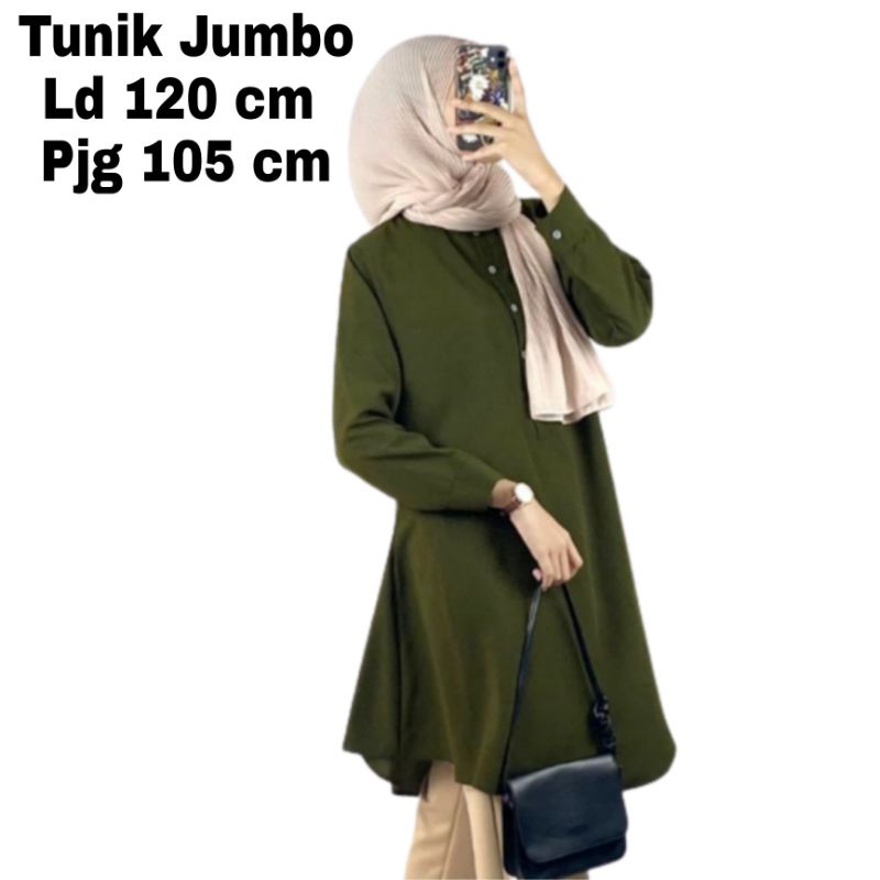 Baju Tunik Wanita Jumbo Polos XXL LD 120 Cm Terbaru 2023 Bahan Moscrepe Import . Atasan Wanita Oversize Viral Tunik Cewek Dewasa Big Size Kekinian Brilie