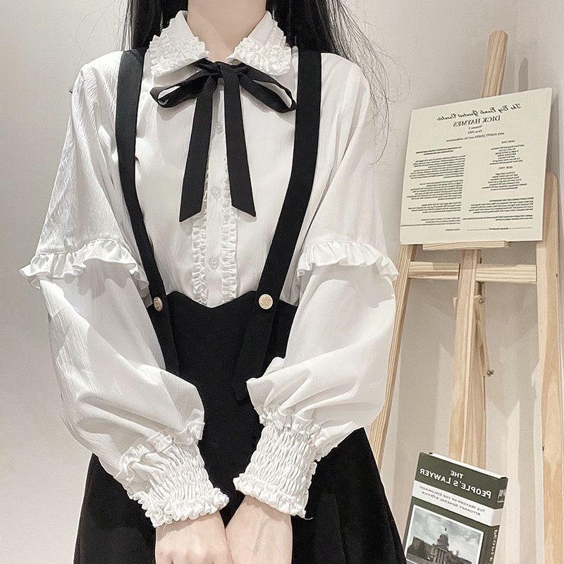 2022 musim gugur dan musim dingin baru JK seragam suspender rok setelan perguruan tinggi feng shui kemeja tangan dua potong gaun perempuan