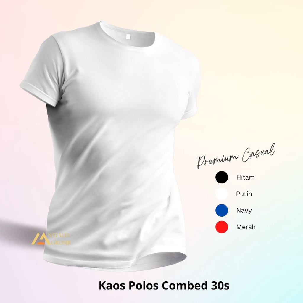 Kaos Polos Pendek Unisex Pria Wanita Katun Combed 30s