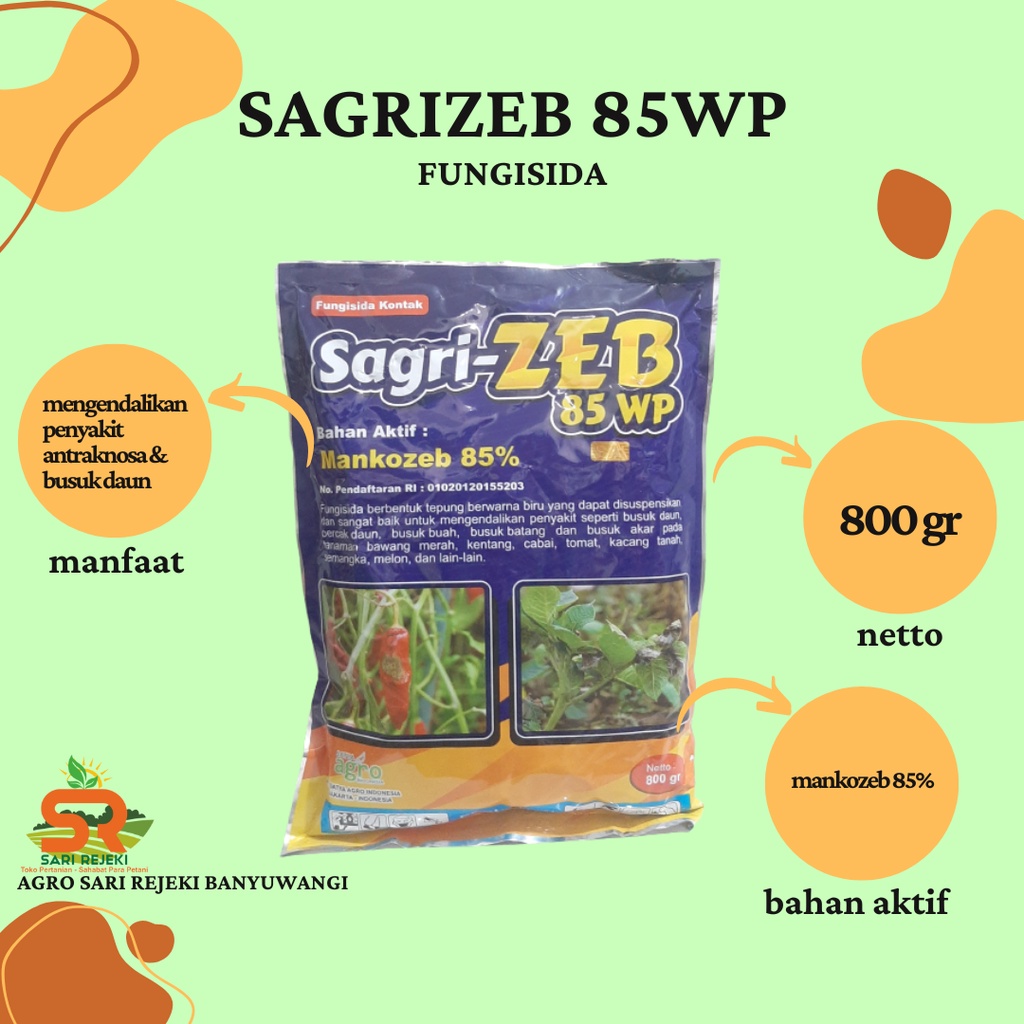 SAGRIZEB 85WP 800GR FUNGISIDA MANKOZEB BIRU