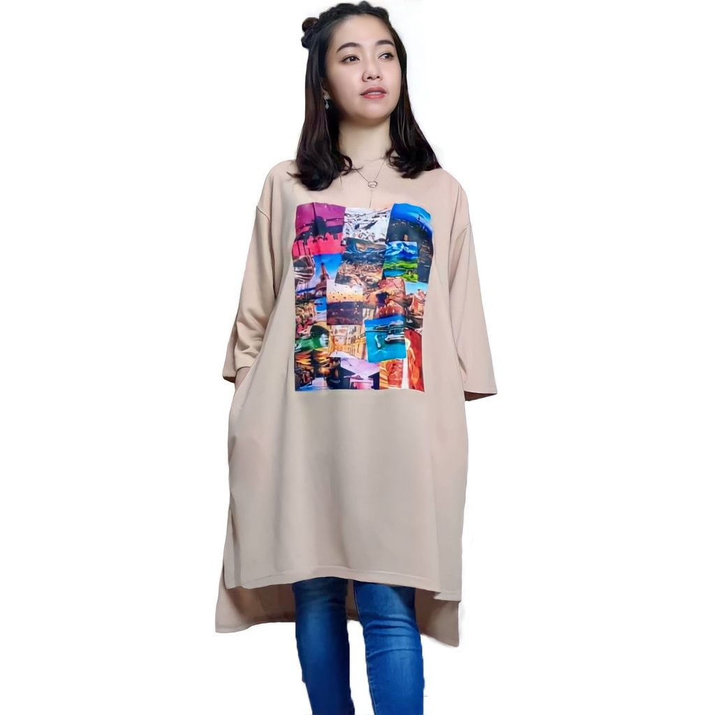 LD 120 TUNIK OVERSIZE PENGUIN KAOS VIRAL BAJU WANITA MULIM HIJAB FRENDLY BASIC