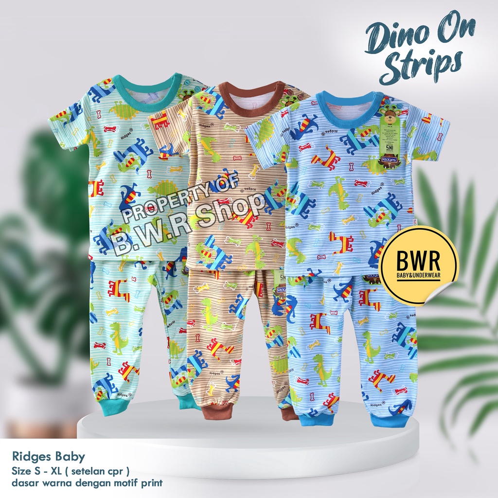 CPR Setelan RIDGES Dino On Strips Desert / Setelan Piyama Anak Unisex Magical Setelan Baju Tidur 3rs 9rs 10rs | Bwr