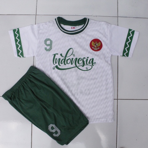 BISA COD SABLON NAMA SETELAN BAJU BOLA ANAK TIMNAS INDONESIA PUTIH