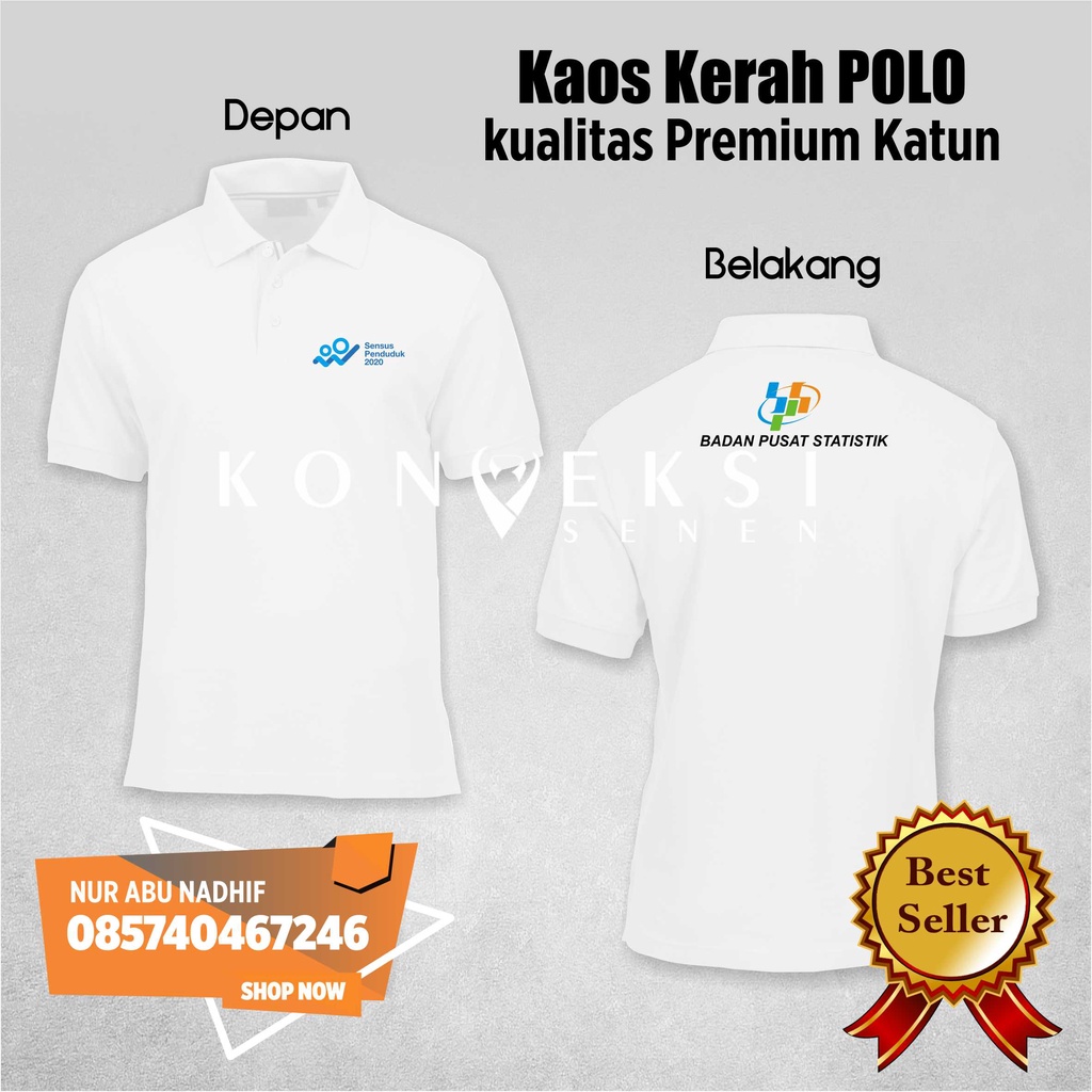 KAOS POLO SHIRT BPS BADAN PUSAT STATISTIK SENSUS PENDUDUK polo shirt - Kaos BPS - Baju BPS