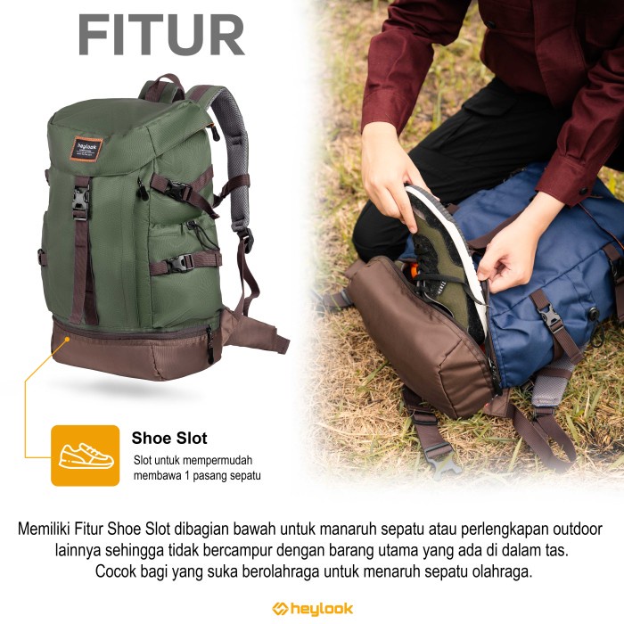 HEYLOOK Project - Tas Ransel Gunung HAMERU Backpack Carrier Hiking Camping Outdoor 40L Tas Travelling Tas Travel Tas Backpacker Tas Mudik Tas Pulkam Tas Pulang Kampung