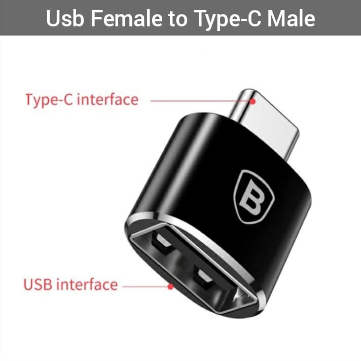 Baseus OTG Mini Type C Female to USB Male Adapter USB To Type C Converter Penghubung Hp Ke Laptop Kabel OTG Micro USB To Type C