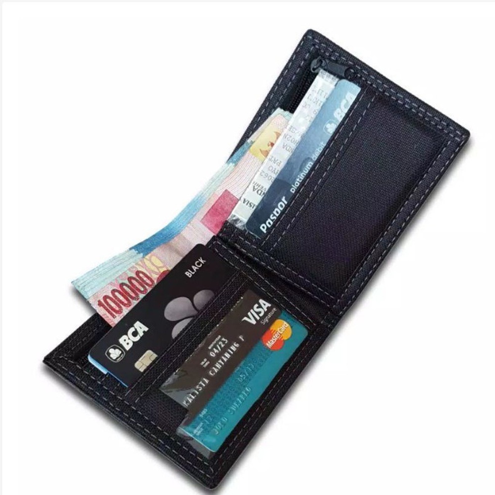 Dompet Kulit Pria Lipat Dua Classic Hitam