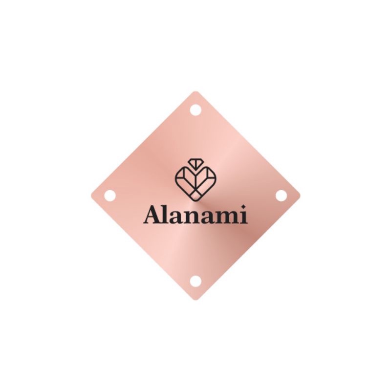 

label akrilik Alanami ukuran 2x2 cm rosegold 50 pcs