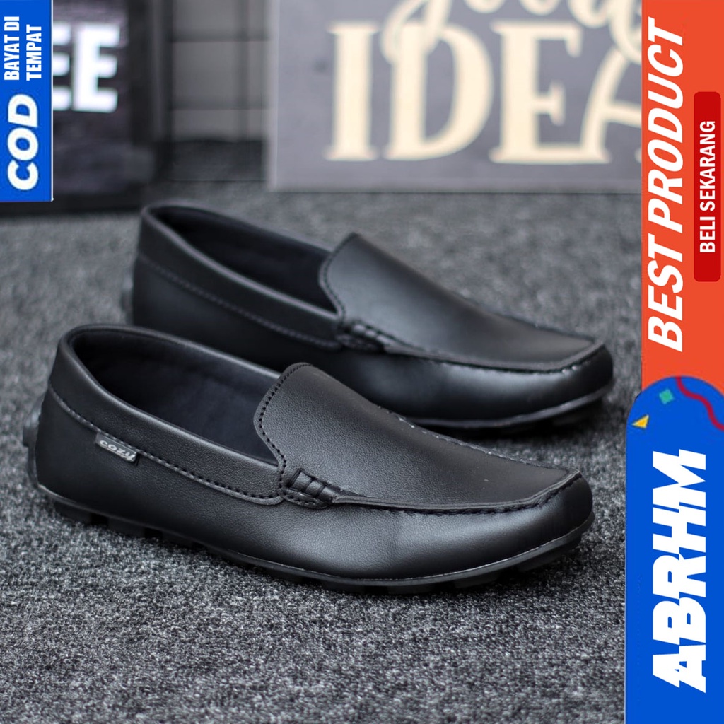 Sepatu Formal Pantofel Kerja Kantor Hitam Polos Pria Original Abrhm Vanezia