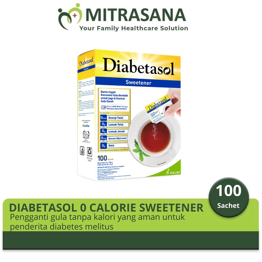 

Diabetasol Sweetener Zero Calorie 100 Sachet