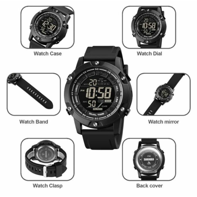 JAM TANGAN SKMEI 1762 ORIGINAL RUBBER HALUS JAM TANGAN DIGITAL LED SPORTY KASUAL OUTDOOR