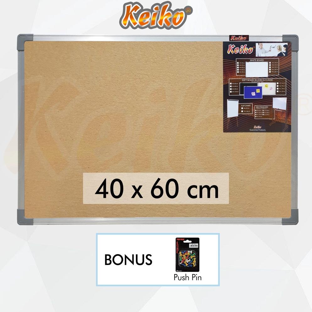 

PRODUK- SOFTBOARD / PIN BOARD / CORK BOARD / PAPAN PENGUMUMAN / MADING GANTUNG POLOS KEIKO 40 X 60 CM .