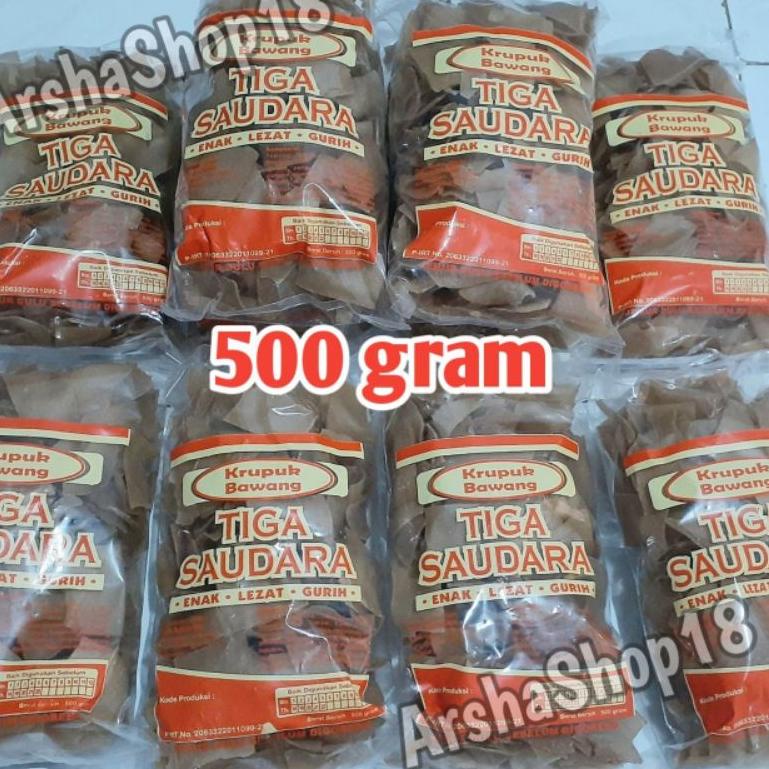 Harga TERMURAAH.. Kerupuk Bawang TIGA SAUDARA mentah Paket 3kg (500gr x 6 bks) ASLI Susukan, Kab. Se