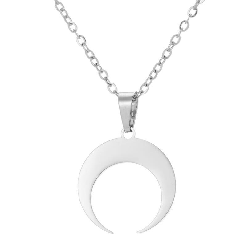 Kalung Rantai Klavikula Bentuk Bulan Sabit Geometris Gaya Eropa Amerika