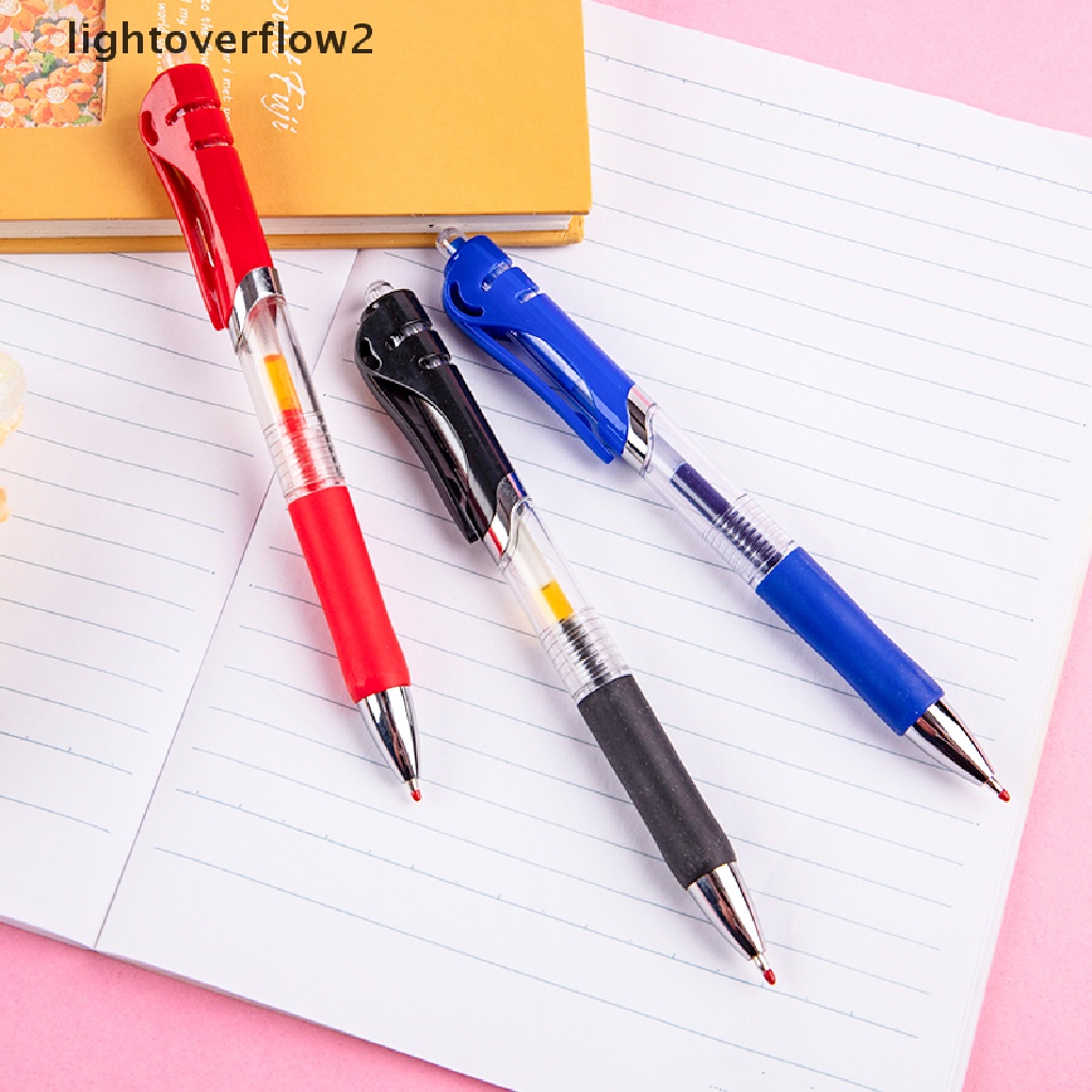 (lightoverflow2) 1 Pulpen + 10 Refill / 50Pcs Refill Tinta Gel Tekan Manual Untuk Sekolah / Kantor