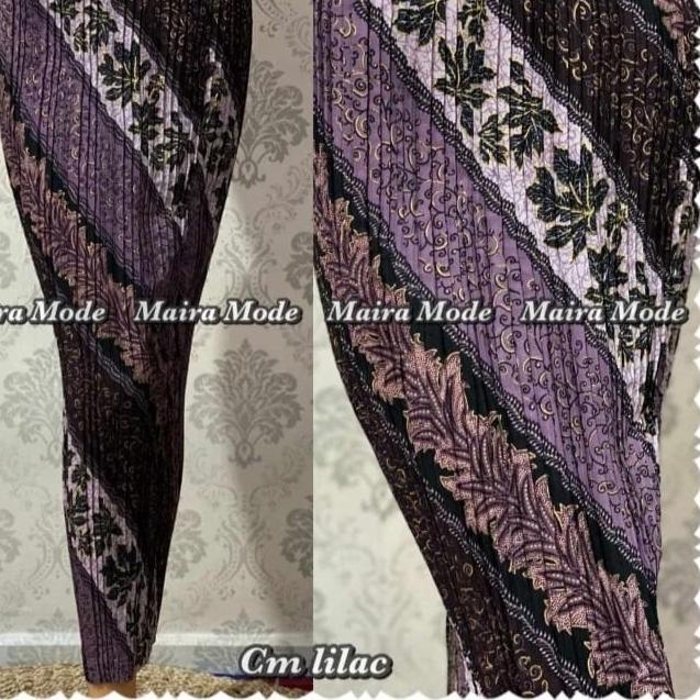 ⚡Terbaik Couple batik kemeja dan rok plisket / set rok plisket dan kemeja batik / motif cm lilac