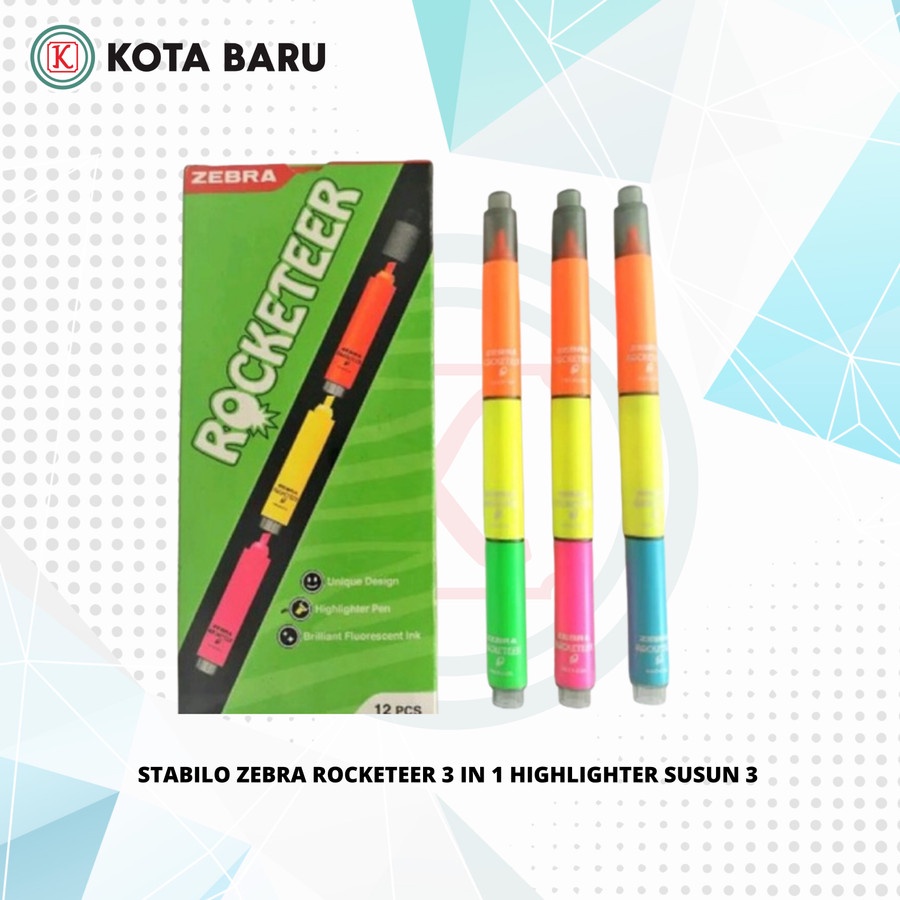 

STABILO ZEBRA ROCKETEER 3 IN 1 HIGHLIGHTER SUSUN 3