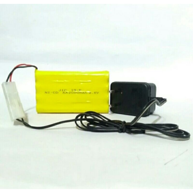 Baterai Paket RC 9.6Volt 2000mah + Charger baterai 8 soket 2 9.6volt