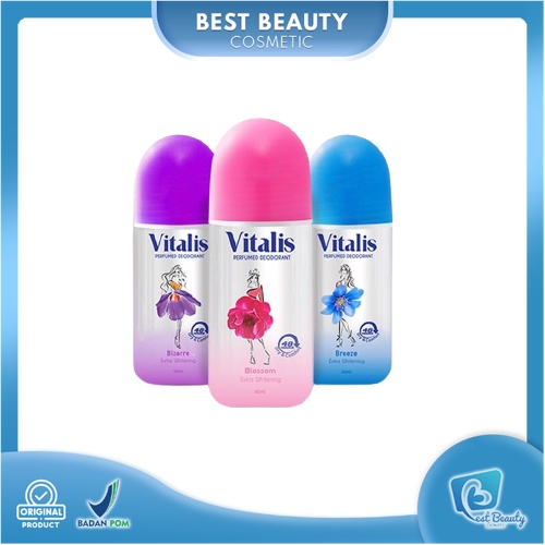 ★ BB ★ Vitalis Perfumed Deodorant Roll On 40ml - Extra Whitening Mencerahkan Kulit Ketiak