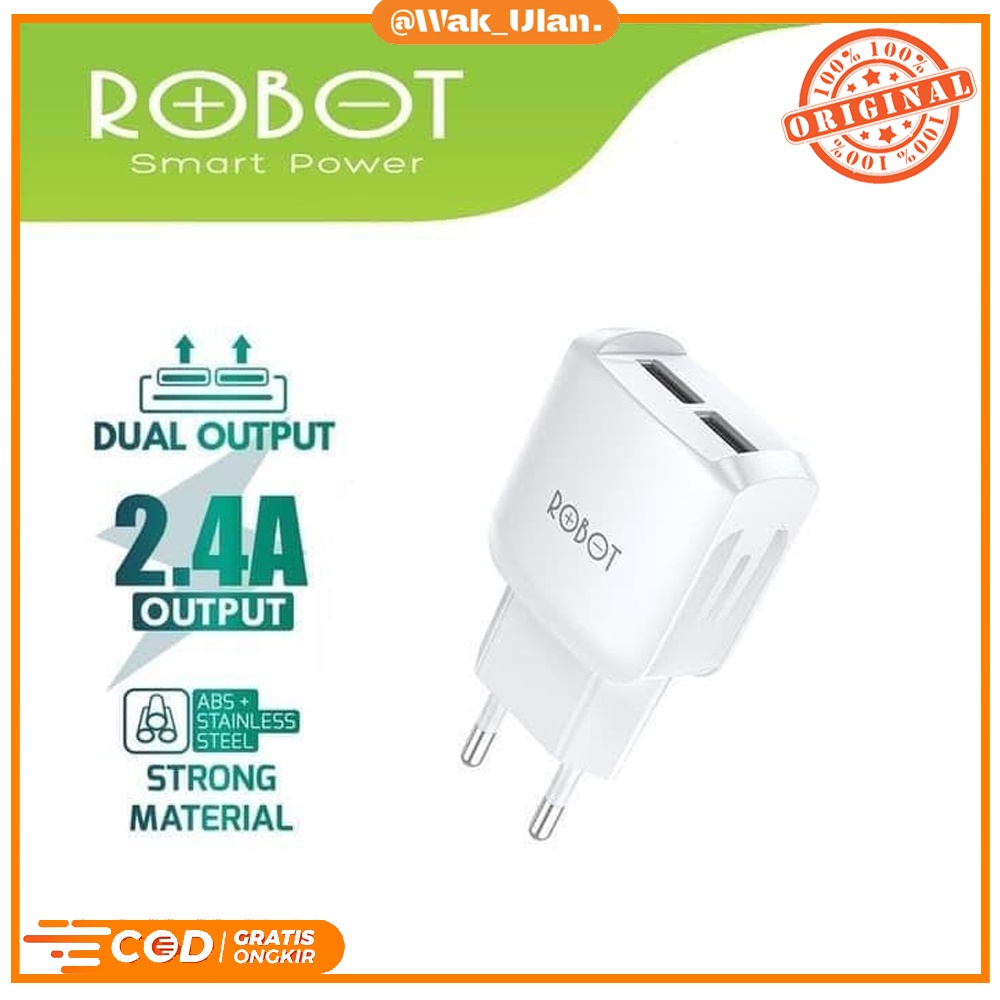 Charger Robot RT-K6 RT K6 2.4A Adapter Adaptor Dual Output USB Eceran Xiomi Oppo Samsung huawei vivo