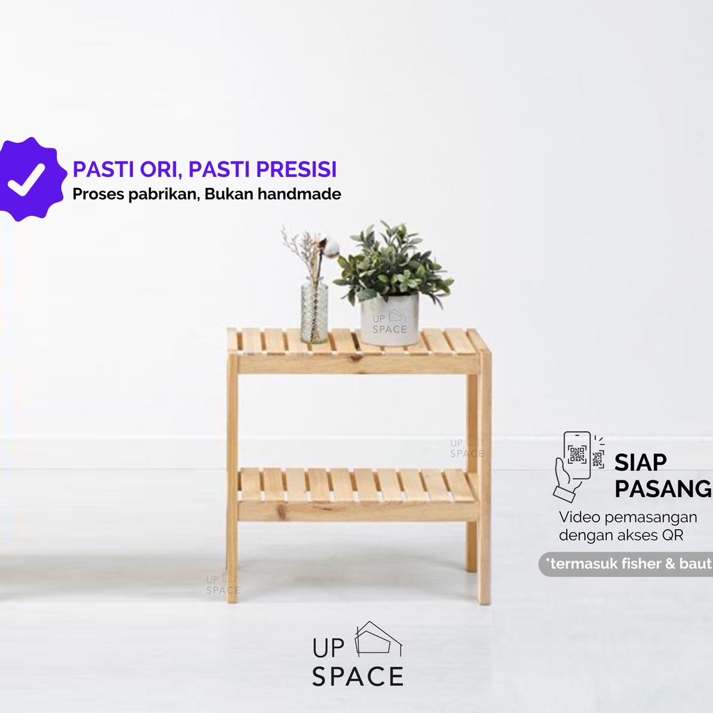 UP SPACE Otto Wooden Shelf 50 CM / Rak Kayu / Rak Serbaguna / Rak Dapur / Rak Sepatu Kayu /Rak Taman