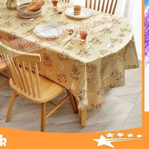 Taplak Meja Makan Persegi Panjang Jumbo Besar Motif Cantik Minimalis Plastik Super Tebal Anti Air