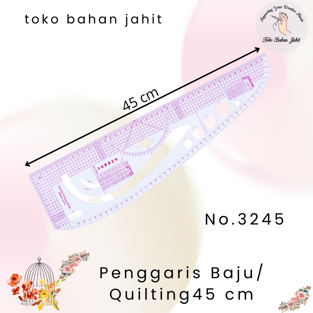 

Penggaris Baju no.3245 | Penggaris Quilting 45 cm