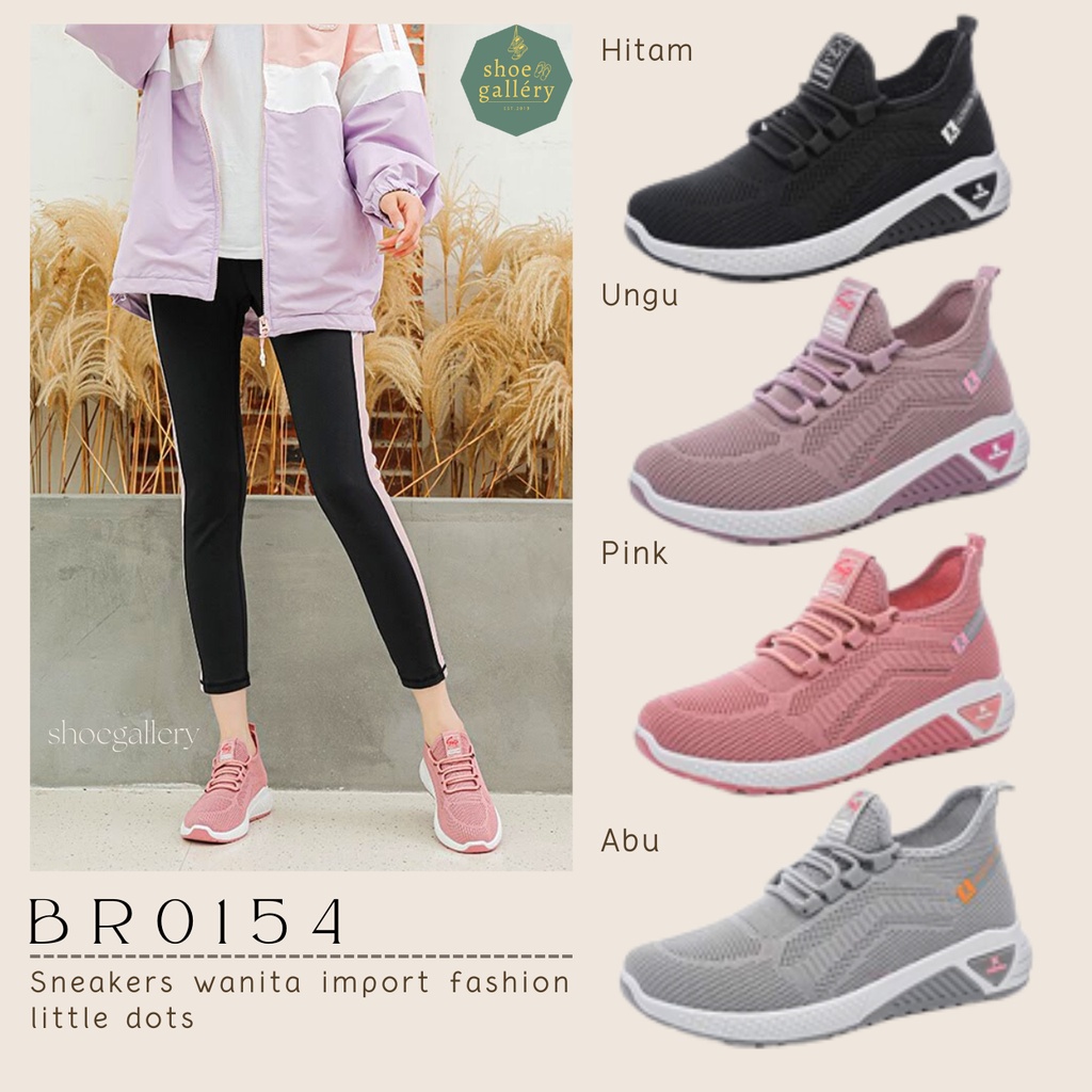 SHOEGALLERY LV0154 &quot;FREE BOX&quot; Sepatu Sneakers Wanita Bahan Kanvas Motif Dot Impport