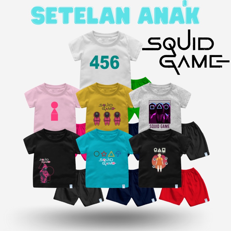 Setelan Baju Anak Sqd GAME Usia 1-9 Tahun Lengan Pendek Bahan Katun Combed 30s Lembut dan Nyaman di Pakai Harian Bonanzakid