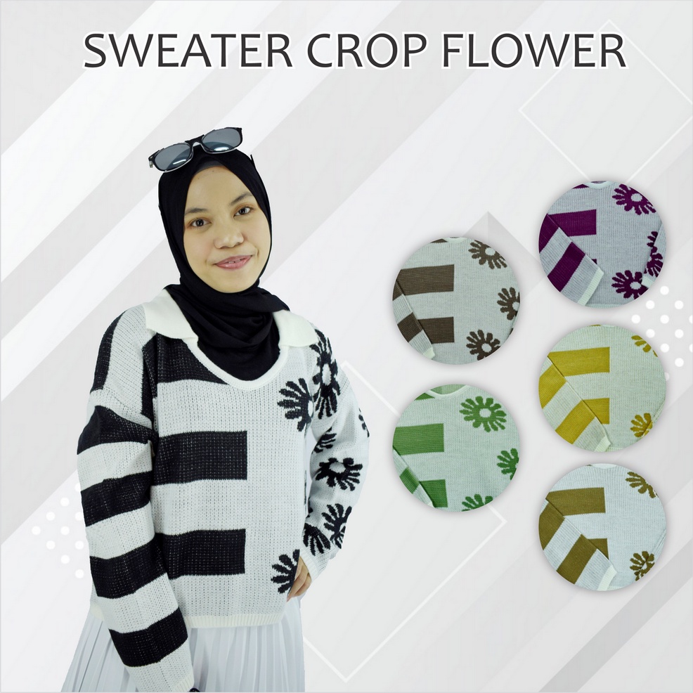Sweater Rajut Wanita - Sweater Premium Tebal - Sweater Rajut Motif Bunga