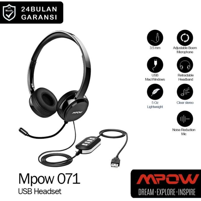 Headset / Headphone MPOW 071 USB - Noise Cancelling Mic / Microphone