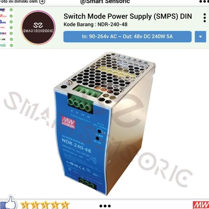 Meanwell Ndr-240-48 Switch Mode Power Supply 48V 5A Smps Din