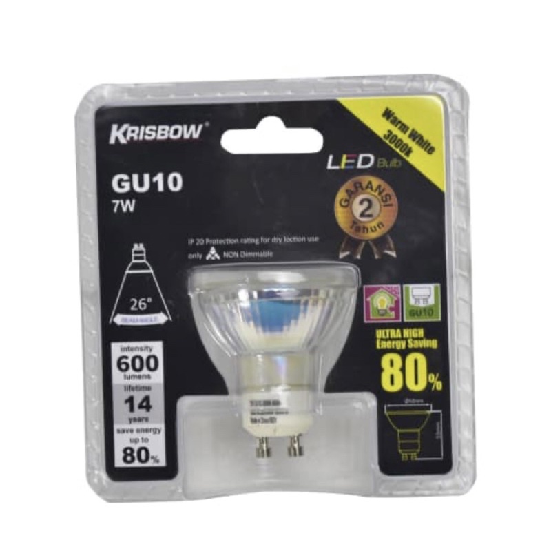 KRISBOW BOHLAM LED GU10 5, 7WATT 600LUMENS/ACE BULB GU10 COB 5W/ACE KRISBOW BOHLAM LAMPU LED GU10/ACE REFILL LAMPU SOROT/PART LED LAMPU SOROT
