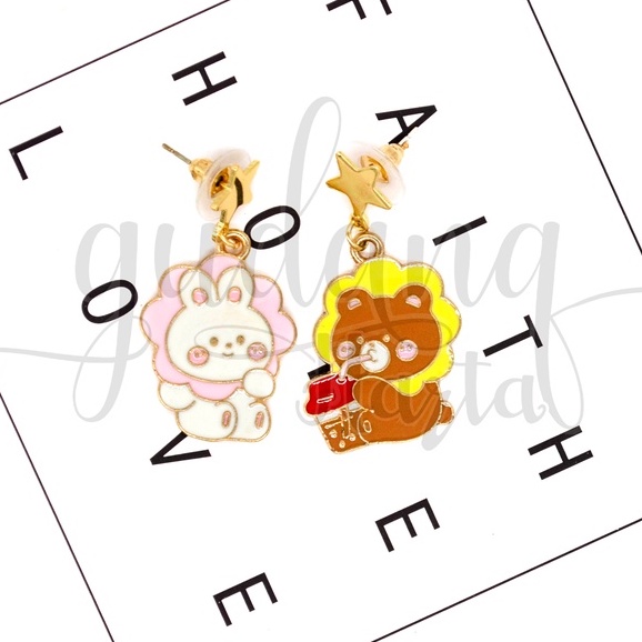 Anting Stud Wanita Lion Bear Rabbit Earrings Motif Beruang Kelinci GH 203400