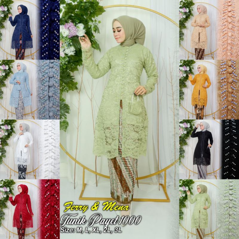 TUNIK KANCING PAYET SERIBU // BAHAN BRUKAT FULL PLUS PAYET // BAJU PESTA // BAJU WISUDA // KEBAYA MODERN //By Ferry Mena