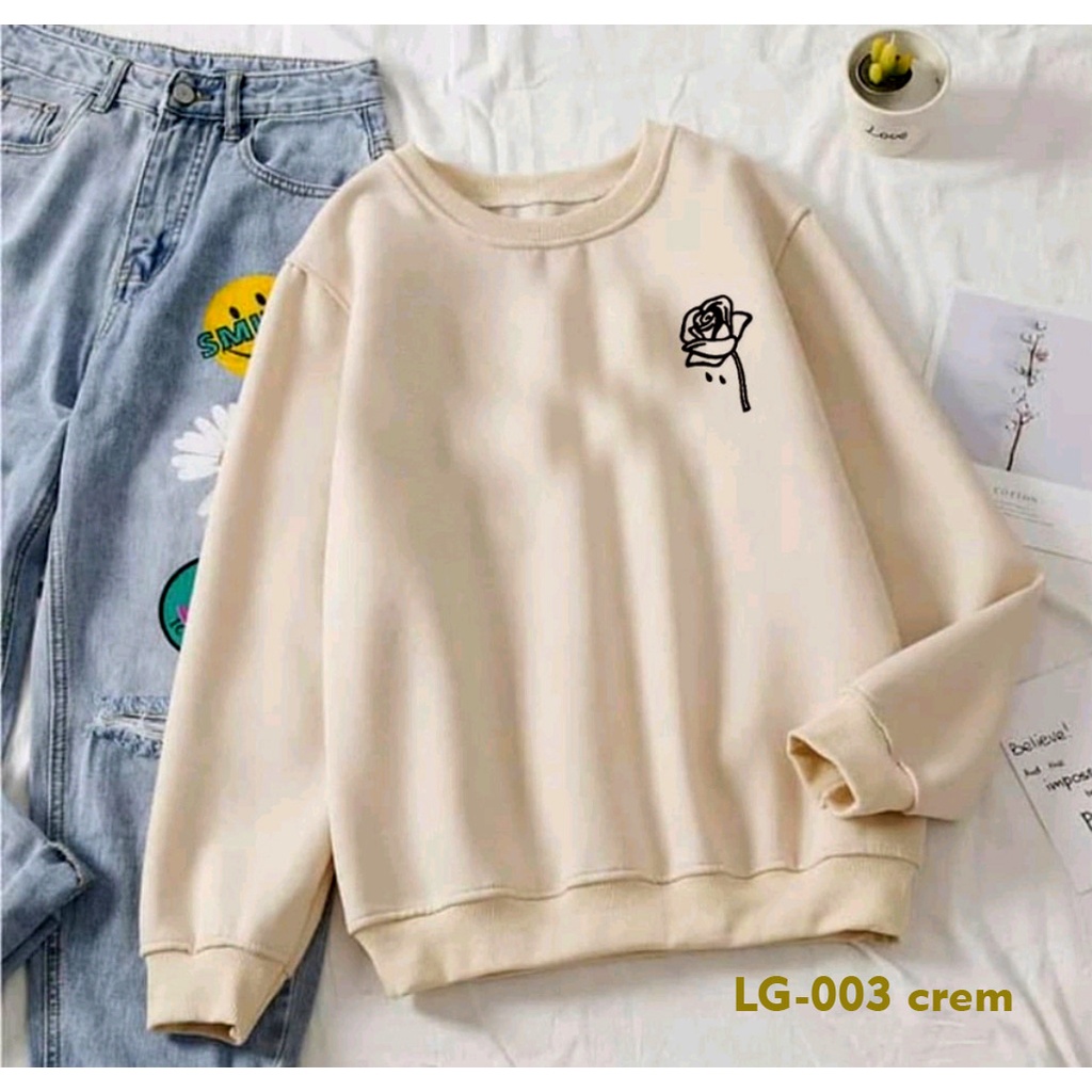 AA1- Sweater Oversize Cewek Fleece LG-003 Mawar