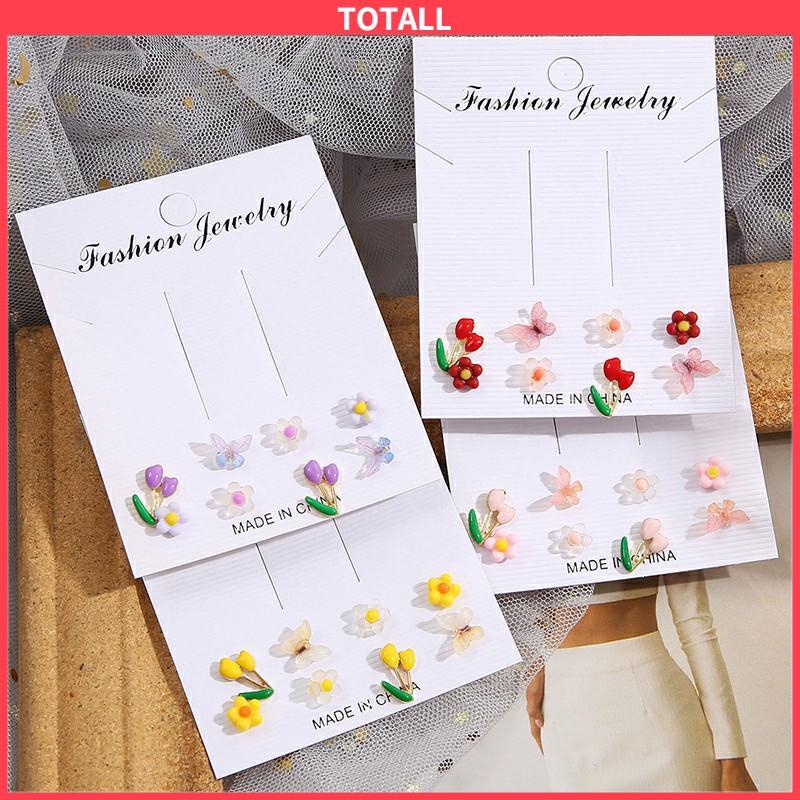 COD Anting Set Perhiasan Anting-anting Kupu-kupu Bunga Berwarna-Warni-Totall