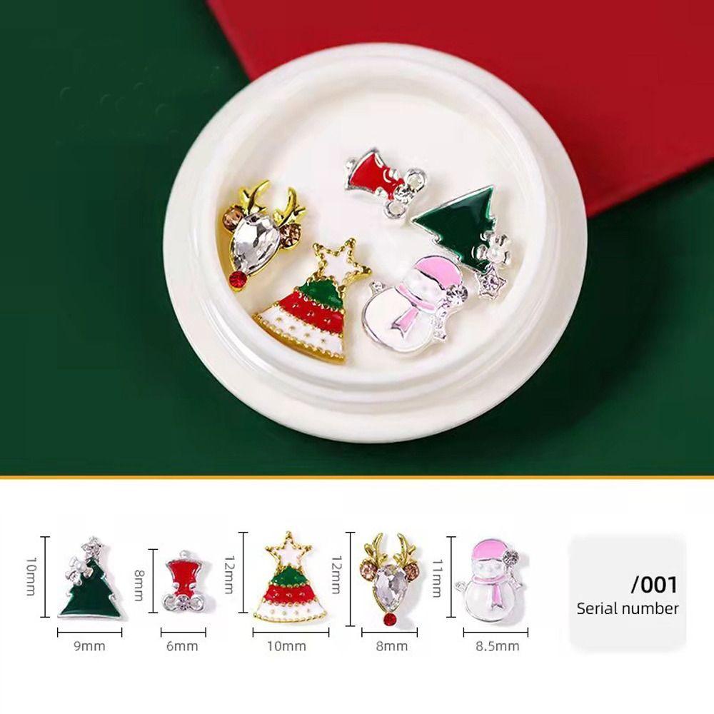 AUGUSTINA Agustinina Natal Dekorasi Nail Art Glitter Fashion Alloy Elk Woman Gift Santa Claus Snowflake Snowman Shiny 3D Rhinestones