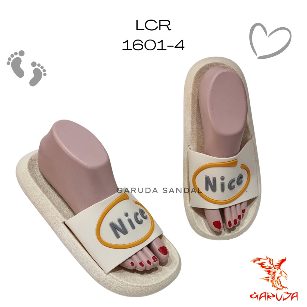 Sandal Selop Wanita LCR 1601-4 Jelly Karet PCU Import motif NICE emboss