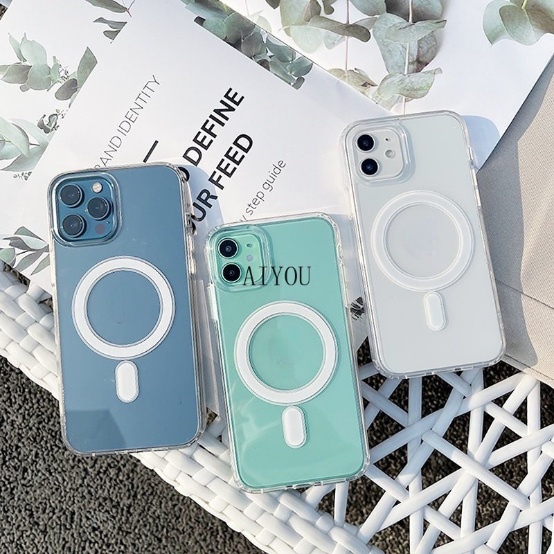 Case Magnetik Bahan Akrilik Dengan Bumper Untuk iPhone 13 12 11 14 Pro Max Xs Max X XR 7 8 Plus SE2