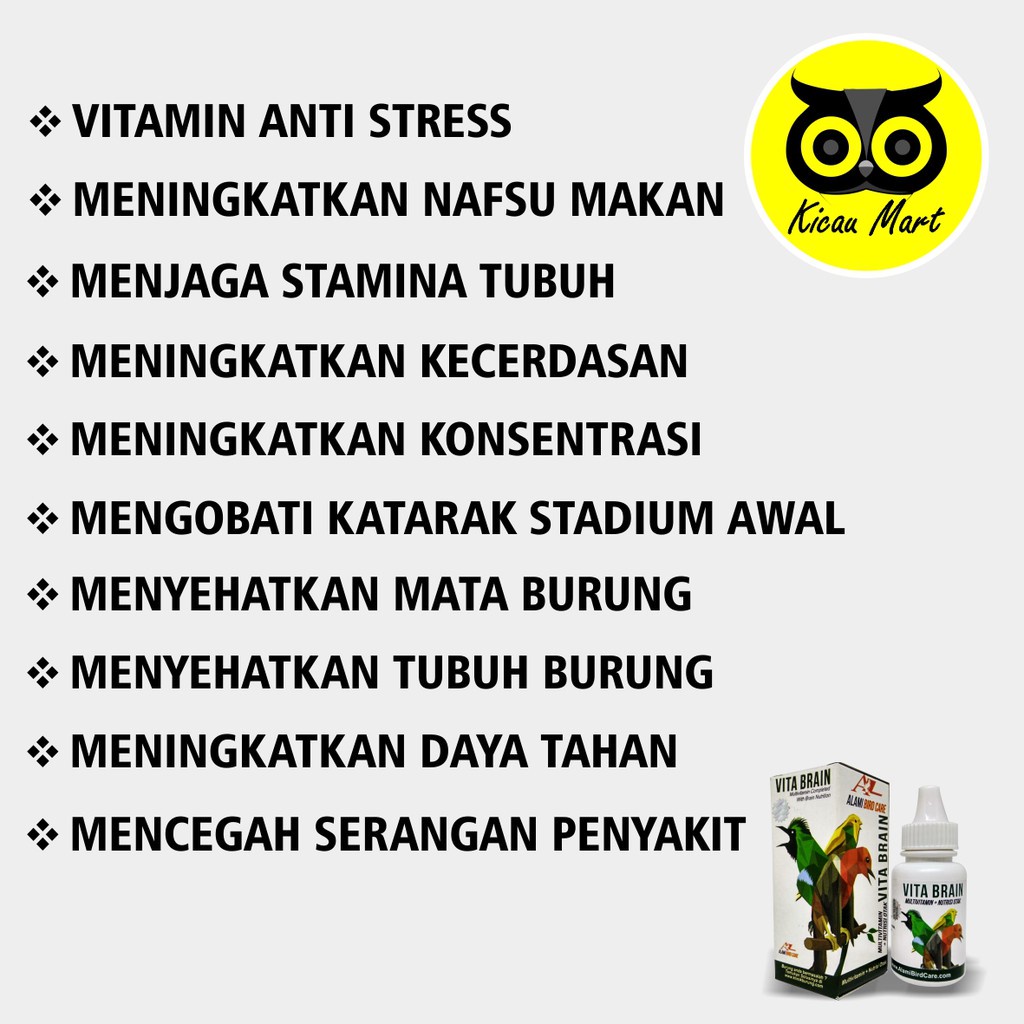 VITAMIN OBAT BURUNG VITABRAIN ALAMI BIRD CARE PENAMBAH POWER GACOR MENTAL TEMPUR LESU KATARAK VTAVBA