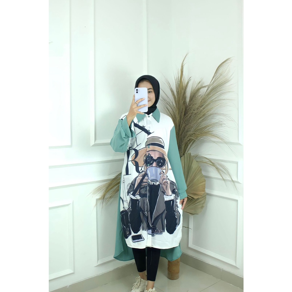 ALINA LONG TUNIK BAHAN CRINKLE APLIKASI SABLON SUBLIM UKURAN M L XL XXL TUNIK MOTIF JUMBO KOREAN STYLE TUNIK KEKINIAN TERBARU REMAJA 2022 ATASAN KEMEJA WANITA LENGAN PANJANG OVERSIZE BLOUSE ATASAN WANITA LONG TUNIK CRINKLE