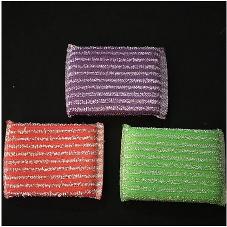 Sponge Cuci Piring Metalik Warna Warni Spon Sabut Jaring Dishwashing isi 4 pc