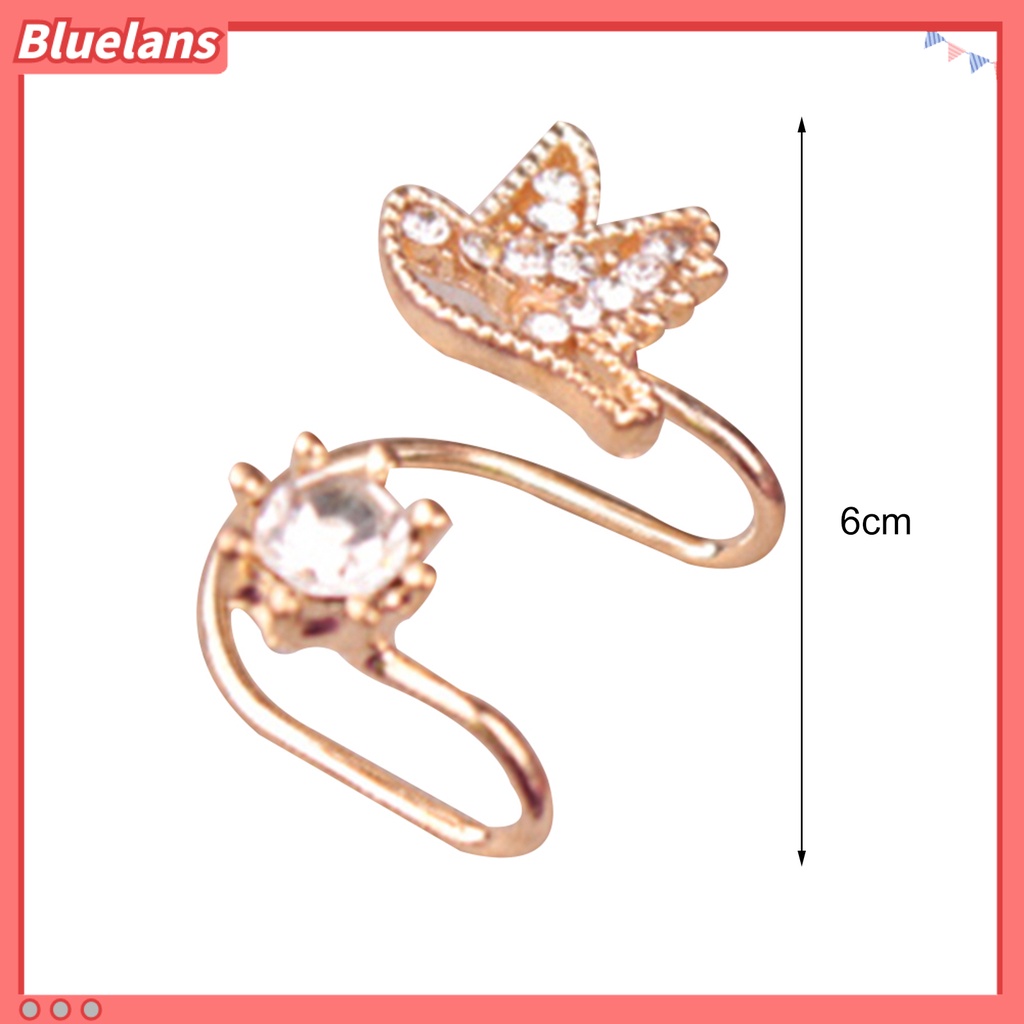 Bluelans 1 Pc Earrings Brid Shape Design Non-piercing Alloy Rhinestones Inlaid Ear Clip for Women