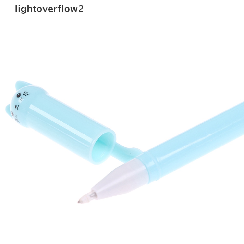 (lightoverflow2) 6pcs Pulpen Gel 0.5mm Bentuk Kucing Untuk Sekolah / Kantor